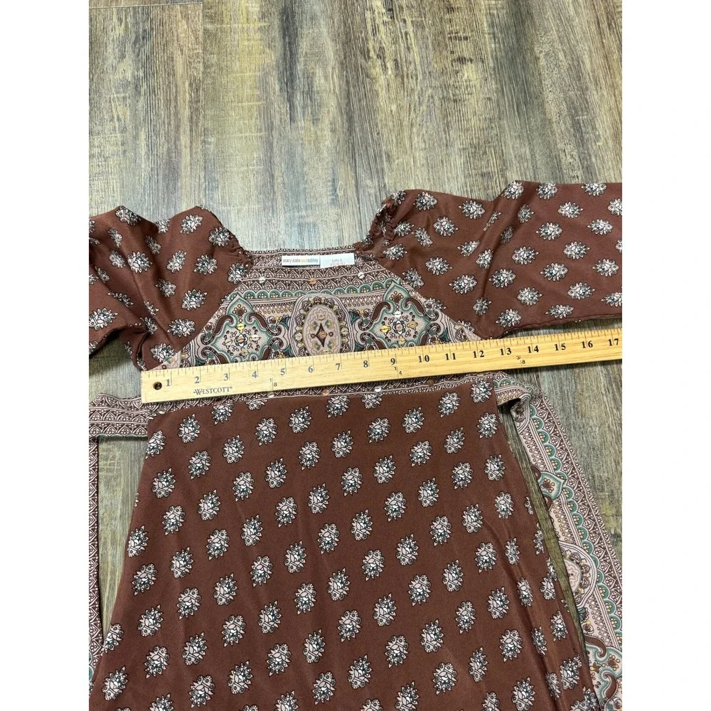 Mary-Kate and Ashley Girls XS 4/5‎ Cinnamon Paisley Sequin Bell Sleeve Tunic Top